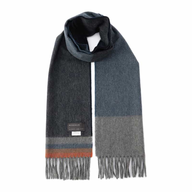 BEGG X CO バーニーズ ニューヨーク限定ウールカシミヤスカーフ NAVY