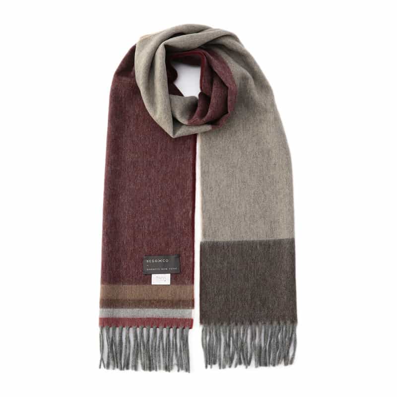 BEGG X CO バーニーズ ニューヨーク限定ウールカシミヤスカーフ WINE