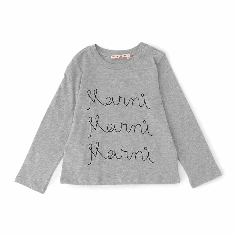 MARNI キッズ ロゴプリントカットソー GRAY