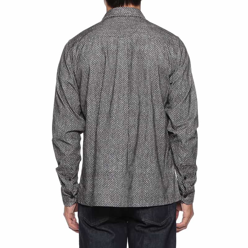 OSVALDO TRUCCHI ヘリンボーン柄シャツ NAVY