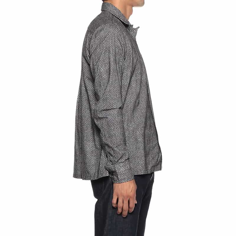 OSVALDO TRUCCHI ヘリンボーン柄シャツ NAVY