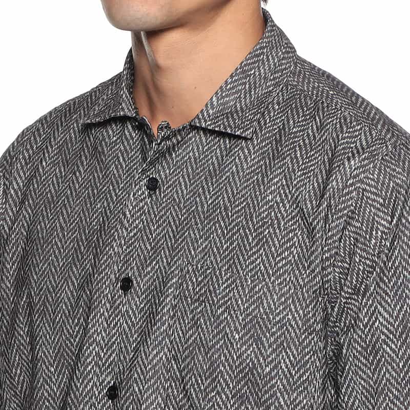 OSVALDO TRUCCHI ヘリンボーン柄シャツ NAVY