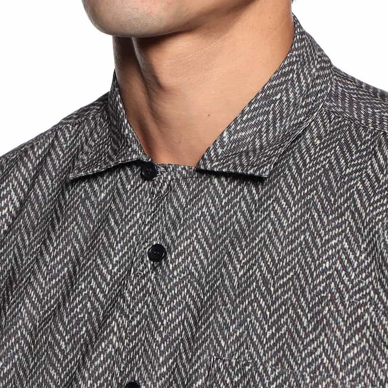 OSVALDO TRUCCHI ヘリンボーン柄シャツ NAVY