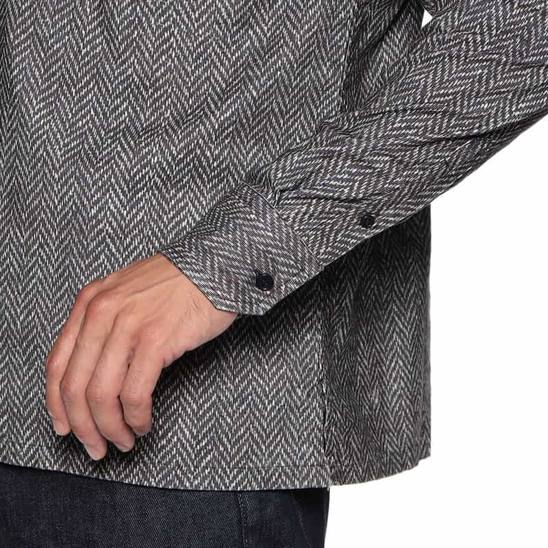 OSVALDO TRUCCHI ヘリンボーン柄シャツ NAVY