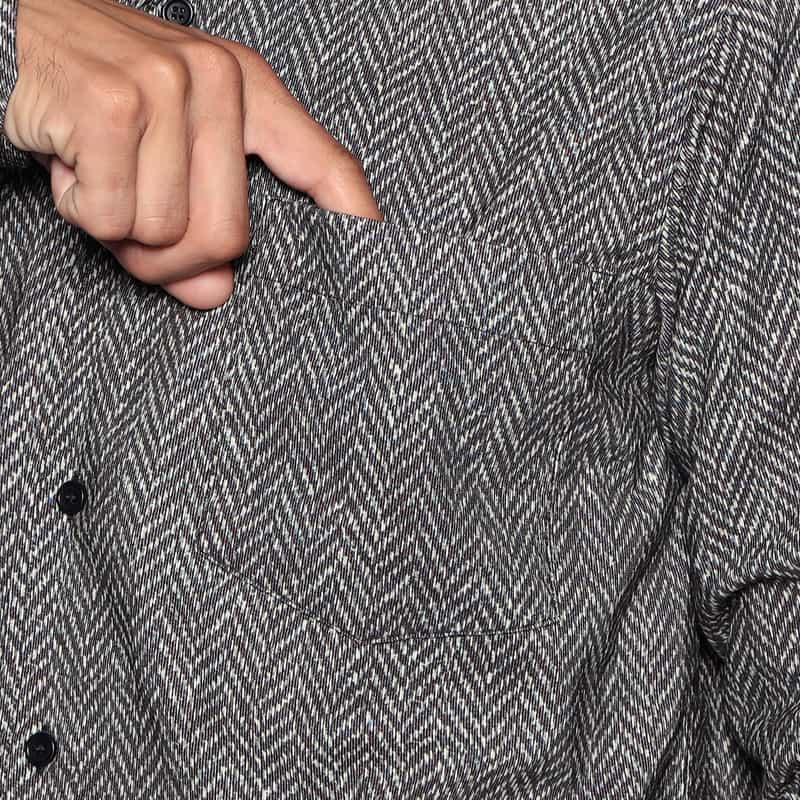 OSVALDO TRUCCHI ヘリンボーン柄シャツ NAVY