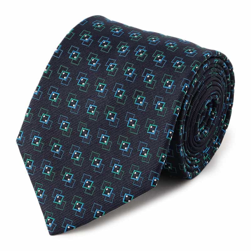 BARNEYS NEW YORK スクエア柄タイ NAVY