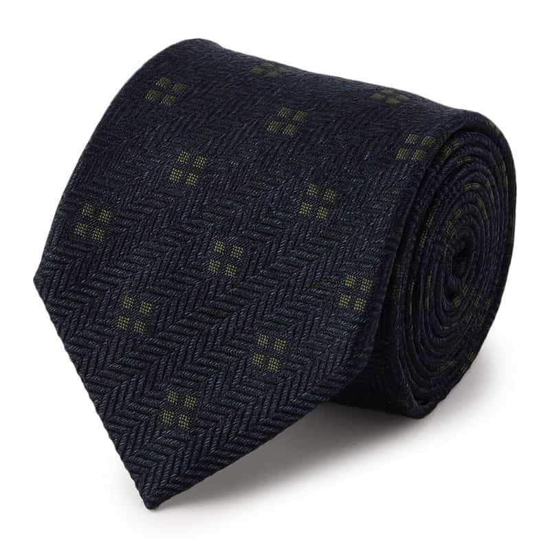 BARNEYS NEW YORK スクエア小紋柄タイ NAVY