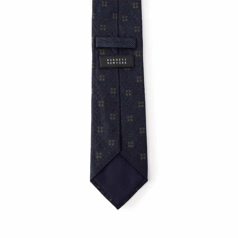 BARNEYS NEW YORK スクエア小紋柄タイ NAVY