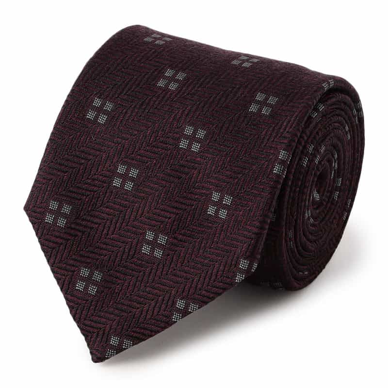 BARNEYS NEW YORK スクエア小紋柄タイ WINE