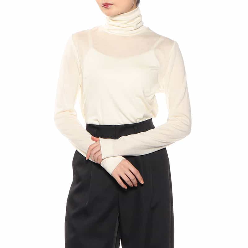 BARNEYS NEW YORK ウォッシャブル ウールタートルネックニットプルオーバー IVORY