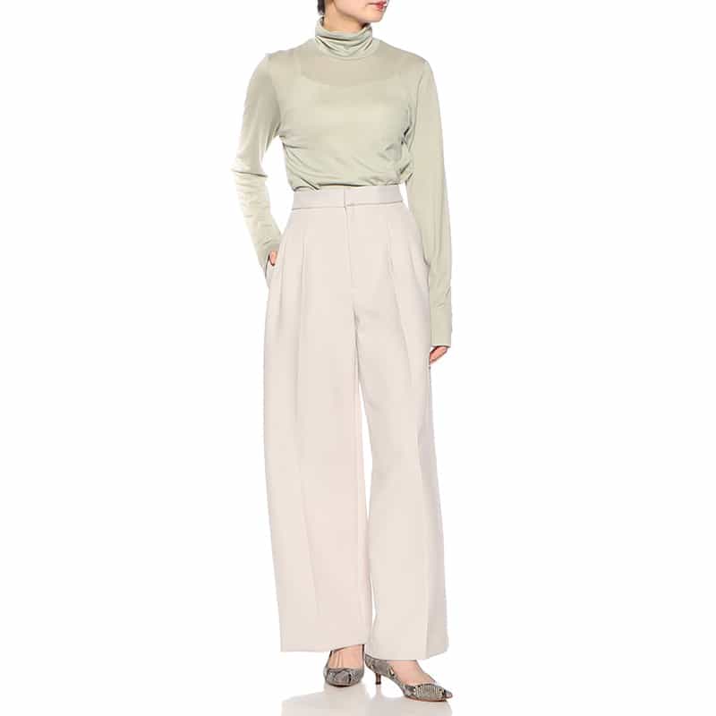 BARNEYS NEW YORK ウォッシャブル ウールタートルネックニットプルオーバー LIGHT GREEN