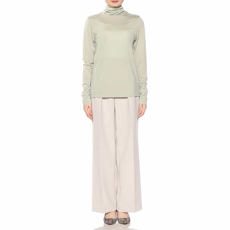 BARNEYS NEW YORK ウォッシャブル ウールタートルネックニットプルオーバー LIGHT GREEN