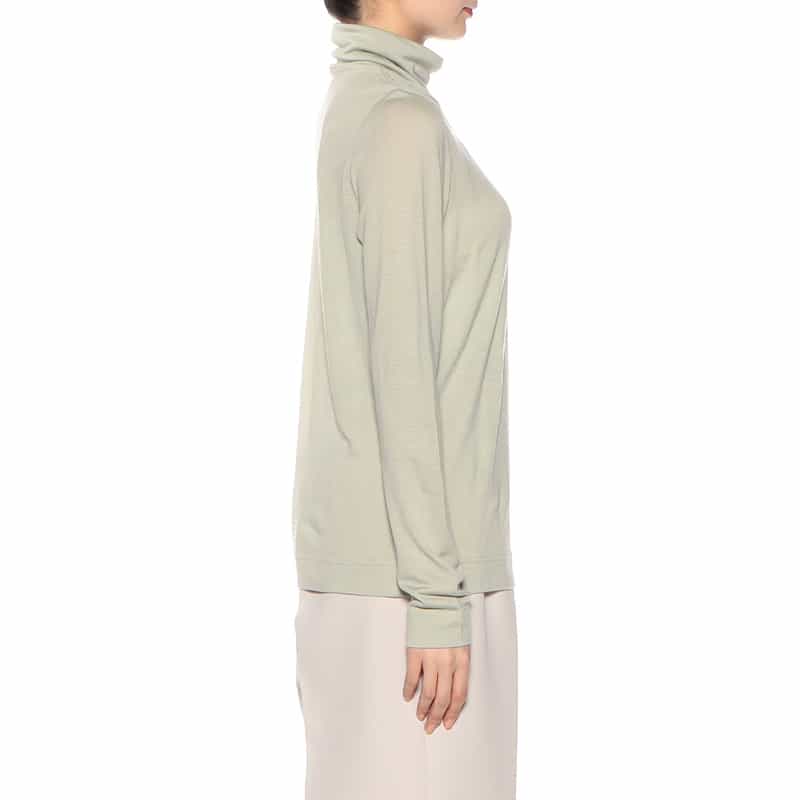 BARNEYS NEW YORK ウォッシャブル ウールタートルネックニットプルオーバー LIGHT GREEN