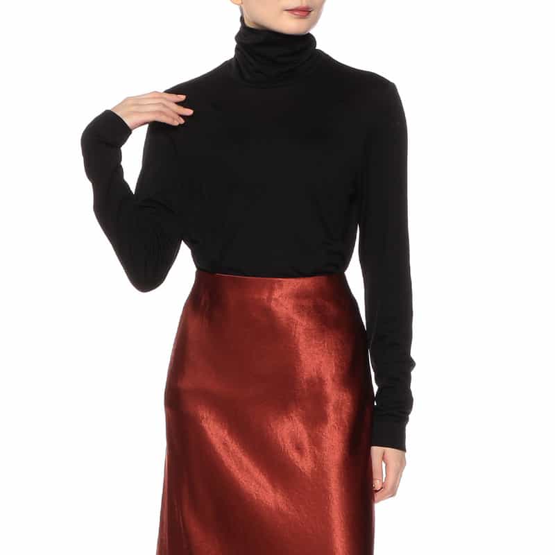 BARNEYS NEW YORK ウォッシャブル ウールタートルネックニットプルオーバー BLACK