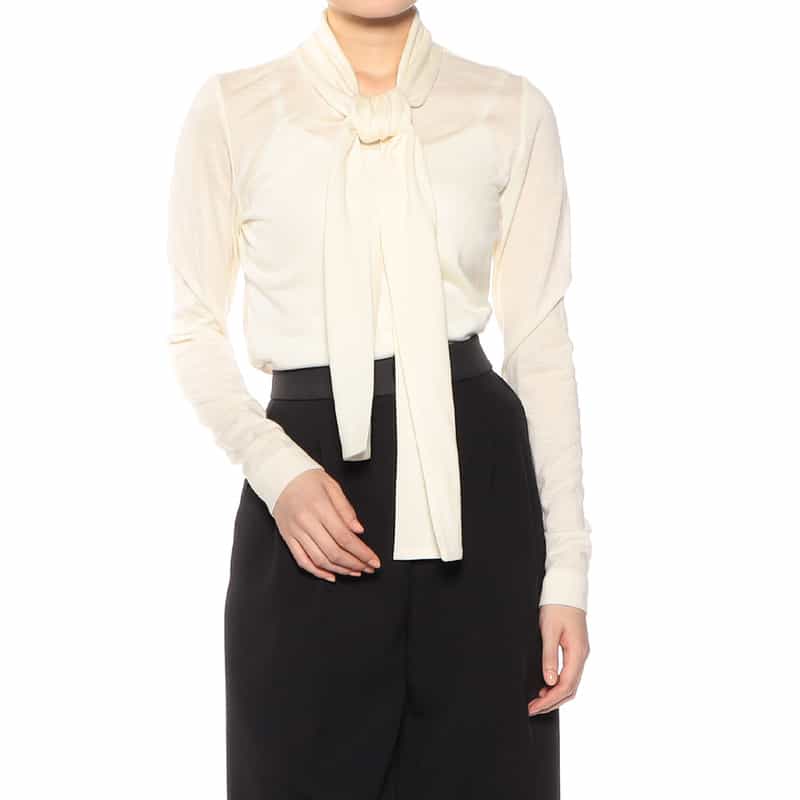 BARNEYS NEW YORK ウォッシャブル ウールボウニットプルオーバー IVORY