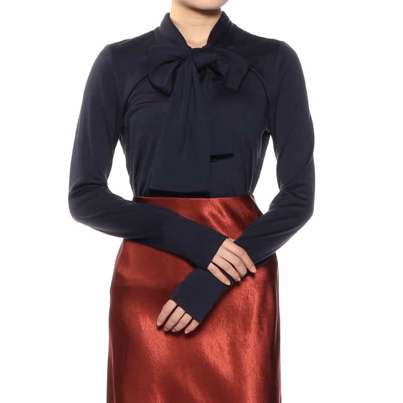 BARNEYS NEW YORK ウォッシャブル ウールボウニットプルオーバー NAVY