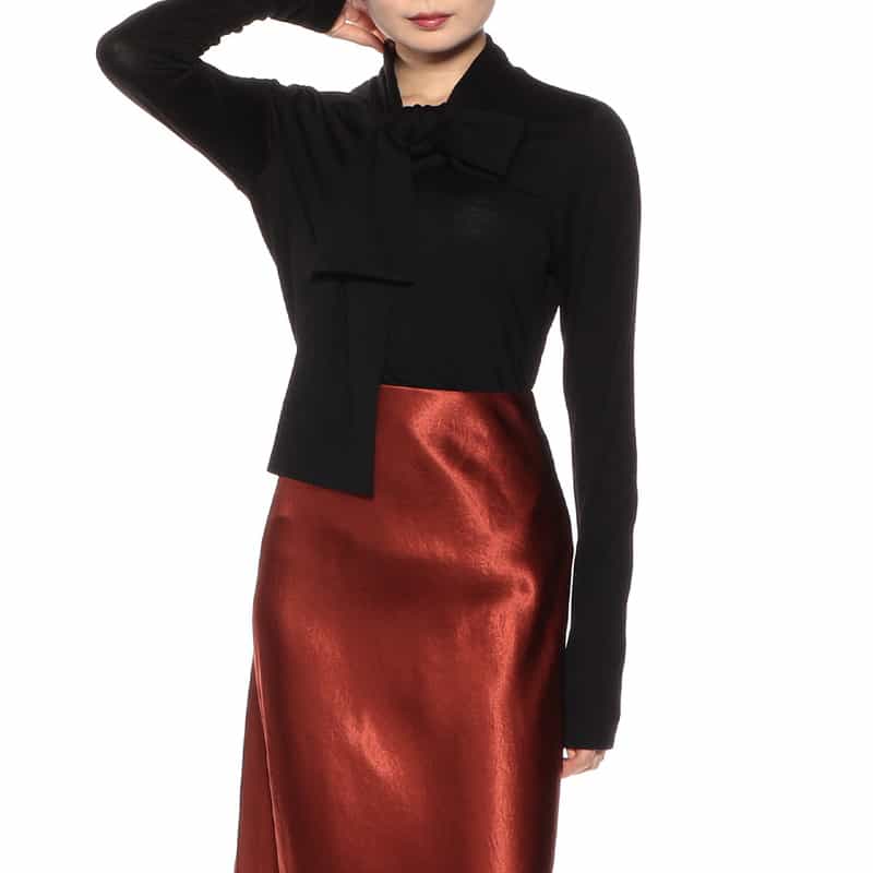 BARNEYS NEW YORK ウォッシャブル ウールボウニットプルオーバー BLACK