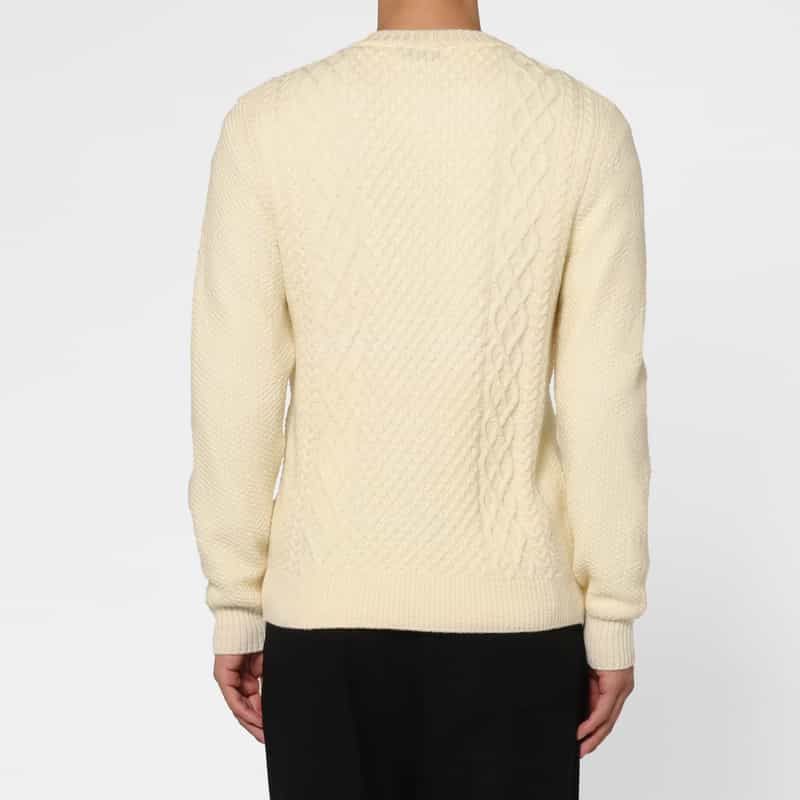 BARNEYS NEW YORK ウール素材アランカーディガン WHITE