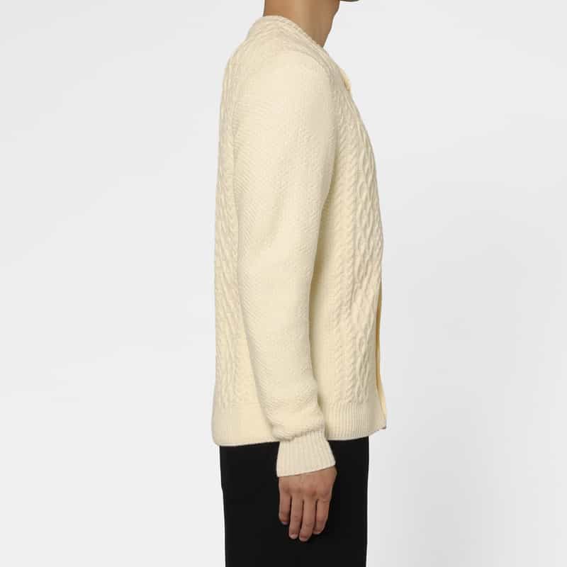 BARNEYS NEW YORK ウール素材アランカーディガン WHITE