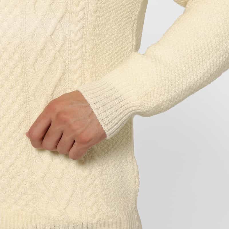 BARNEYS NEW YORK ウール素材アランカーディガン WHITE
