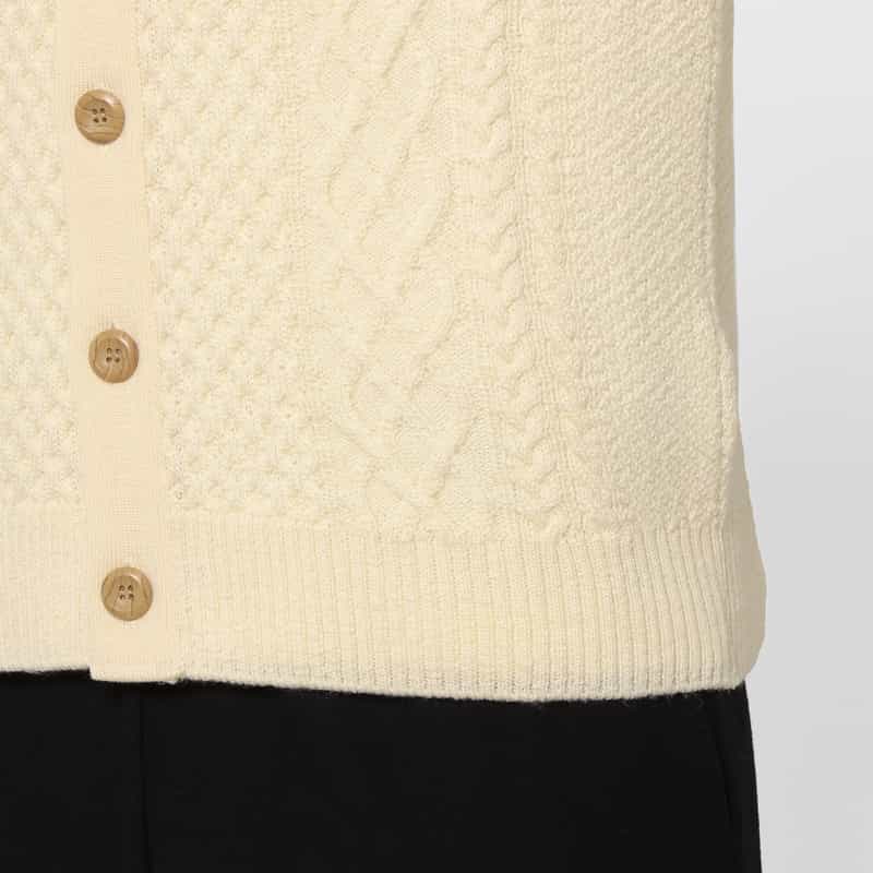 BARNEYS NEW YORK ウール素材アランカーディガン WHITE