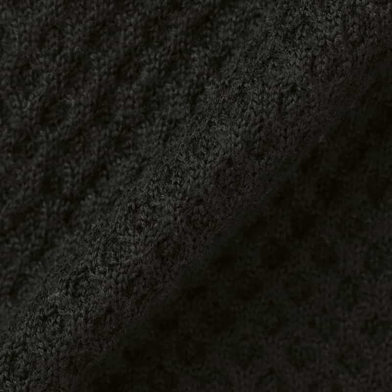 BARNEYS NEW YORK ウール素材アランカーディガン BLACK