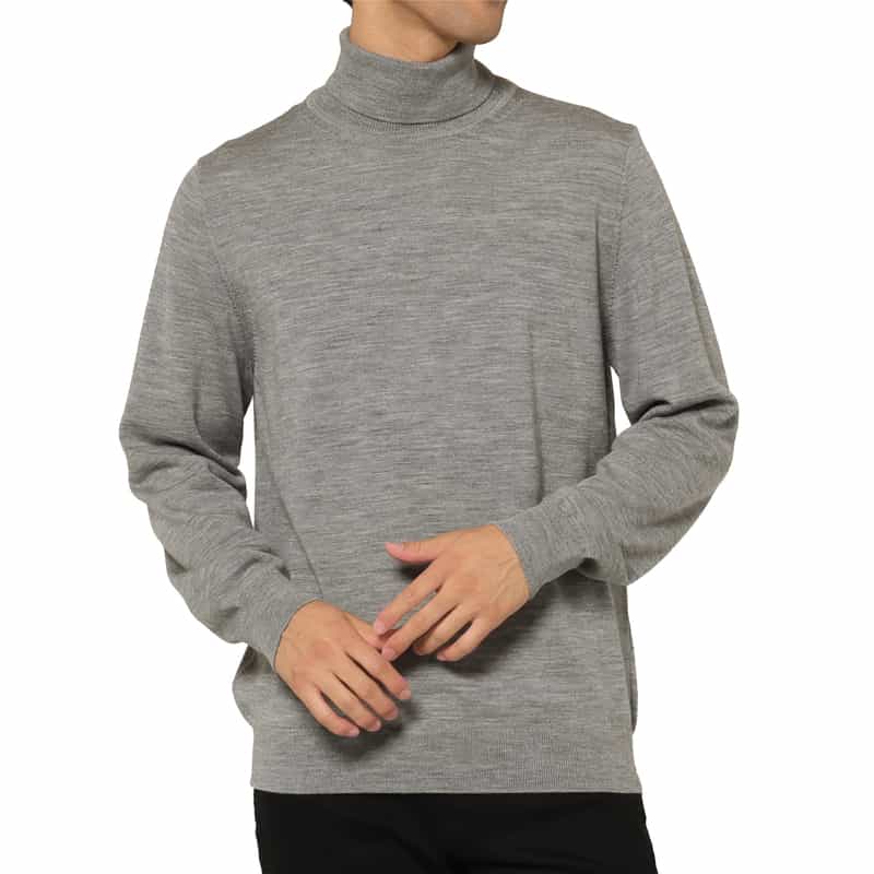 BARNEYS NEW YORK ウォッシャブルタートルネックニットプルオーバー GRAY