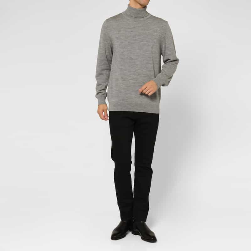 BARNEYS NEW YORK ウォッシャブルタートルネックニットプルオーバー GRAY