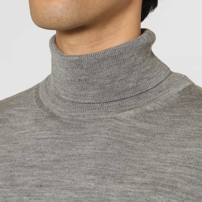 BARNEYS NEW YORK ウォッシャブルタートルネックニットプルオーバー GRAY