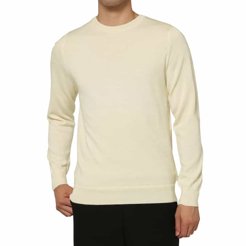 BARNEYS NEW YORK ウォッシャブルクルーネックニットプルオーバー WHITE