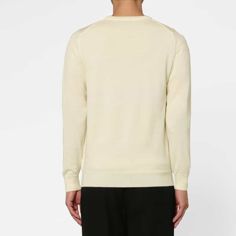 BARNEYS NEW YORK ウォッシャブルクルーネックニットプルオーバー WHITE