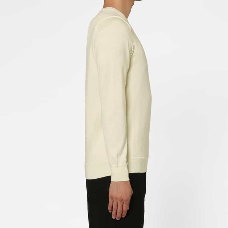 BARNEYS NEW YORK ウォッシャブルクルーネックニットプルオーバー WHITE