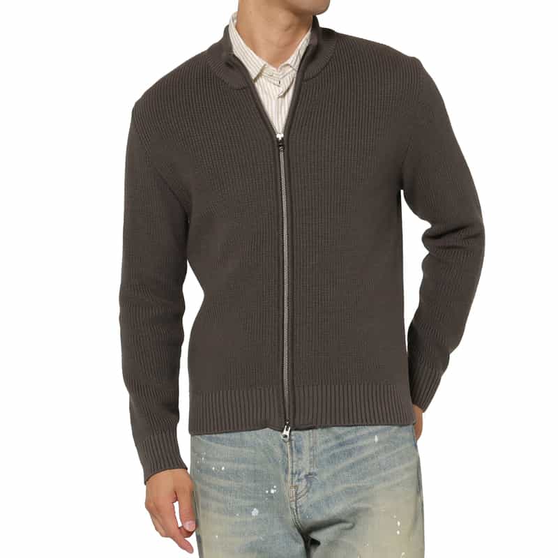 BARNEYS NEW YORK シーアイランドコットンドライバーズニットジャケット DARK GRAY