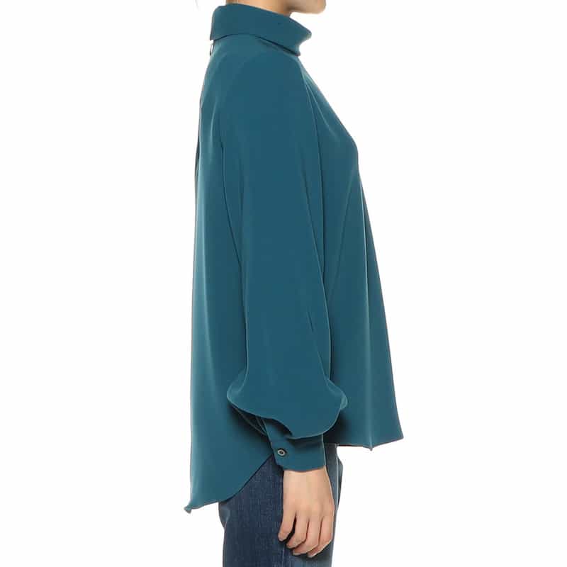 BARNEYS NEW YORK セットアップ ウォッシャブル ロールネックブラウス BLUE