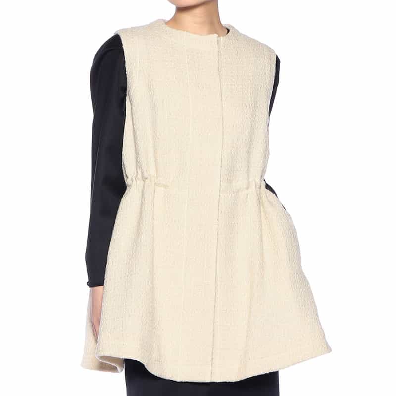 BARNEYS NEW YORK ツィード Aライン ジレ ジャケット IVORY