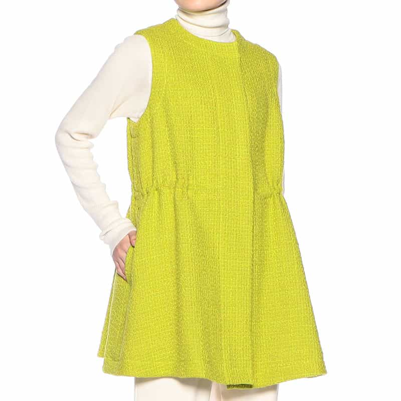 BARNEYS NEW YORK ツィード Aライン ジレ ジャケット LIGHT GREEN