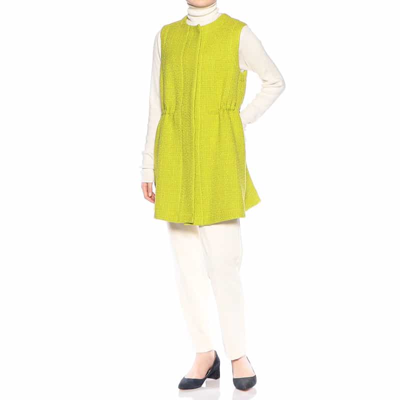 BARNEYS NEW YORK ツィード Aライン ジレ ジャケット LIGHT GREEN