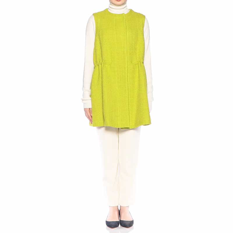 BARNEYS NEW YORK ツィード Aライン ジレ ジャケット LIGHT GREEN