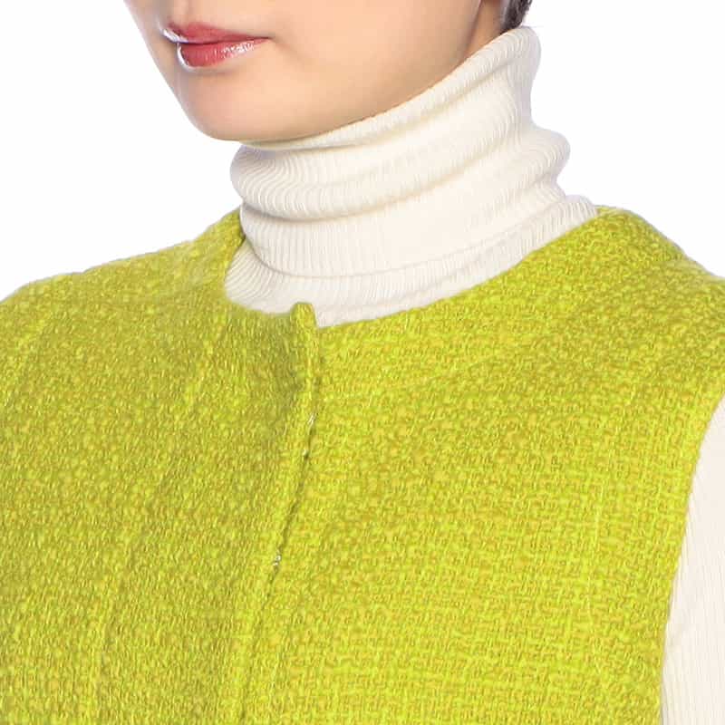 BARNEYS NEW YORK ツィード Aライン ジレ ジャケット LIGHT GREEN