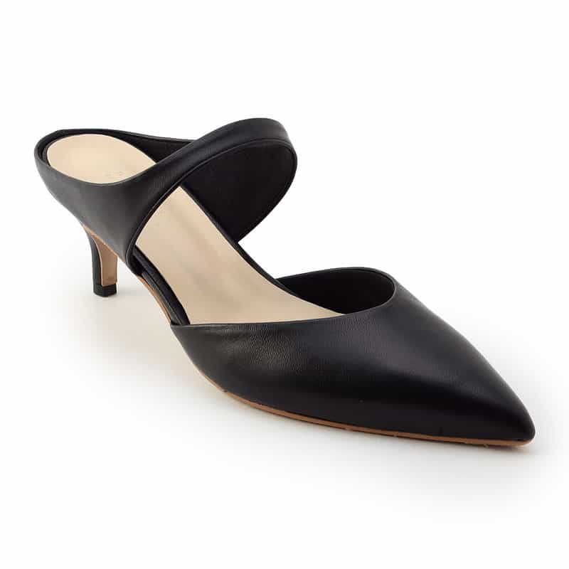 BARNEYS NEW YORK ポインテッドトゥ ストラップミュールサンダル BLACK