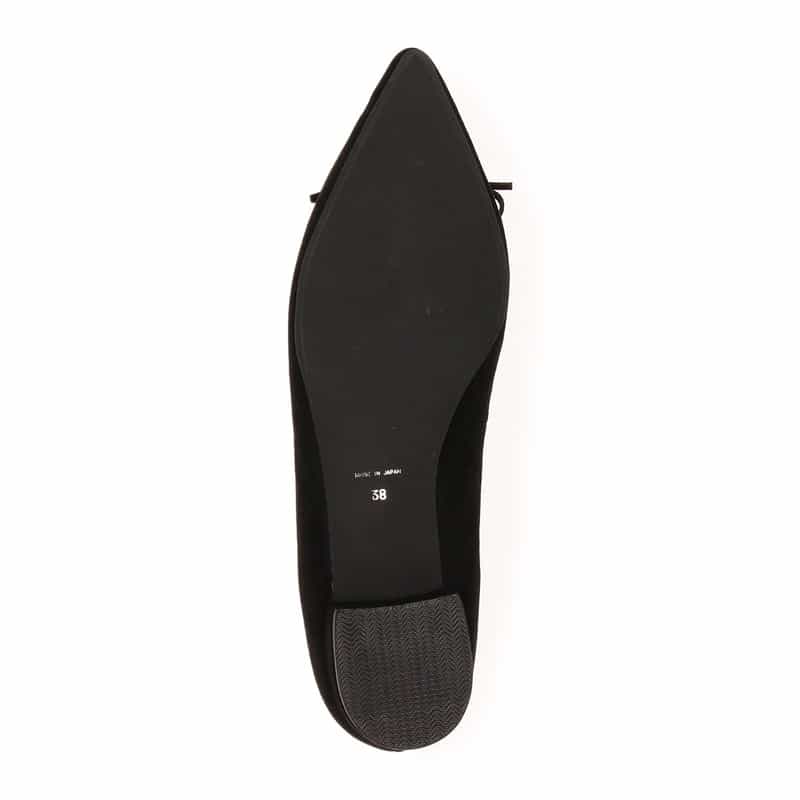 BARNEYS NEW YORK ポインテッドトゥ フラット バレエシューズ BLACK
