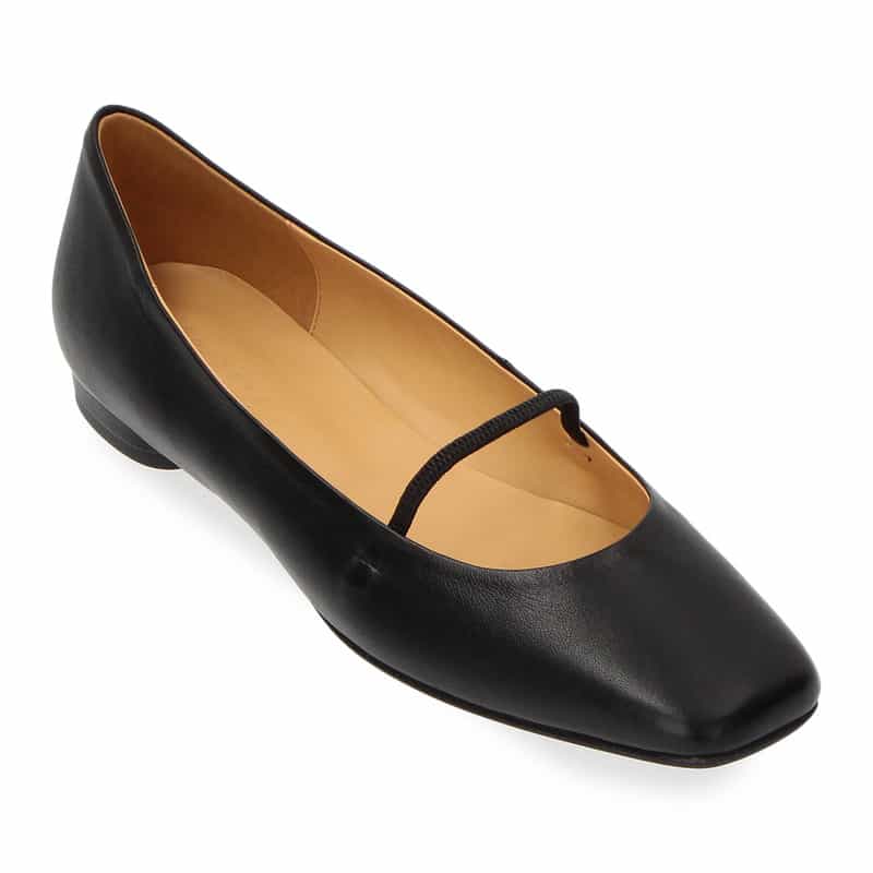 BARNEYS NEW YORK ストラップ フラット バレエシューズ BLACK