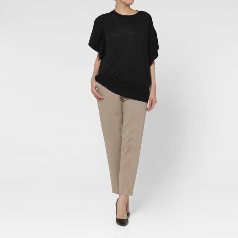 BARNEYS NEW YORK デュアルウォーム素材テーパードパンツ GRAY BEIGE