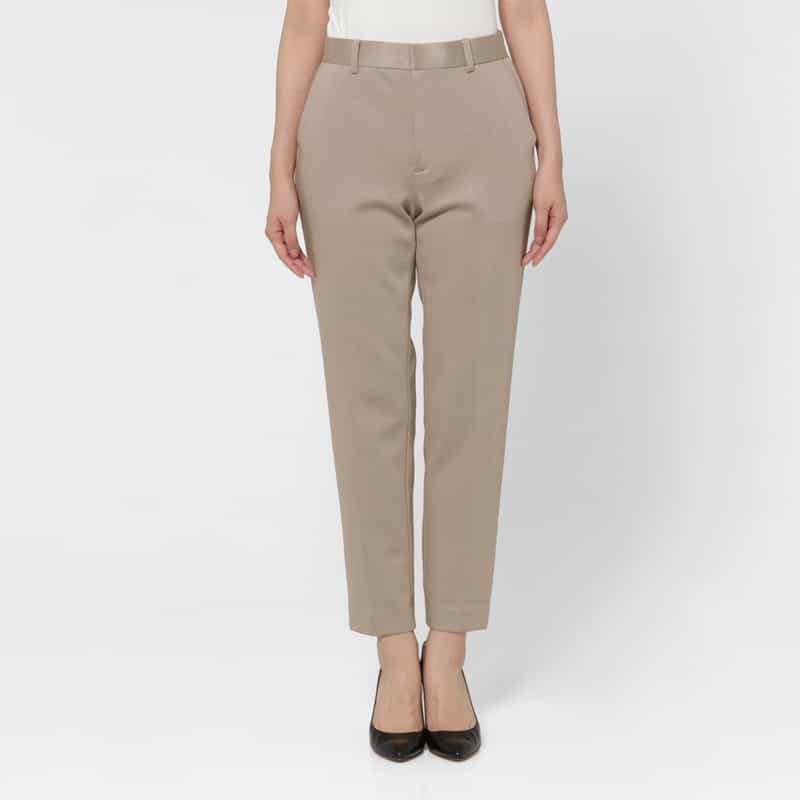 BARNEYS NEW YORK デュアルウォーム素材テーパードパンツ GRAY BEIGE