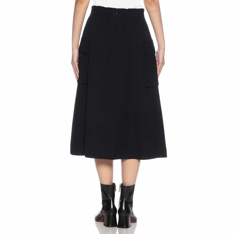 BARNEYS NEW YORK ウォッシャブル サイドポケットカーゴフレアスカート NAVY