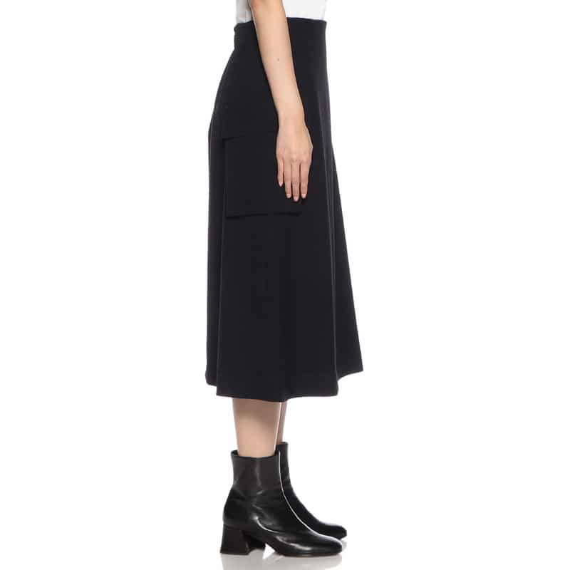 BARNEYS NEW YORK ウォッシャブル サイドポケットカーゴフレアスカート NAVY