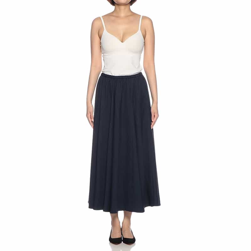 BARNEYS NEW YORK ウォッシャブル ギンガムチェック柄フレアミディスカート NAVY