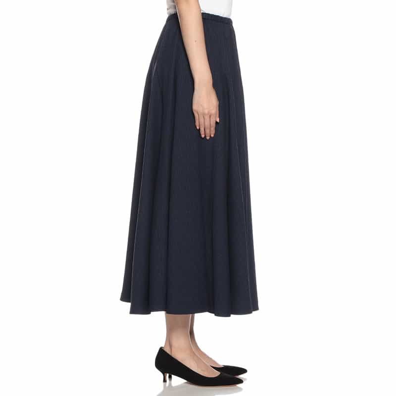 BARNEYS NEW YORK ウォッシャブル ギンガムチェック柄フレアミディスカート NAVY