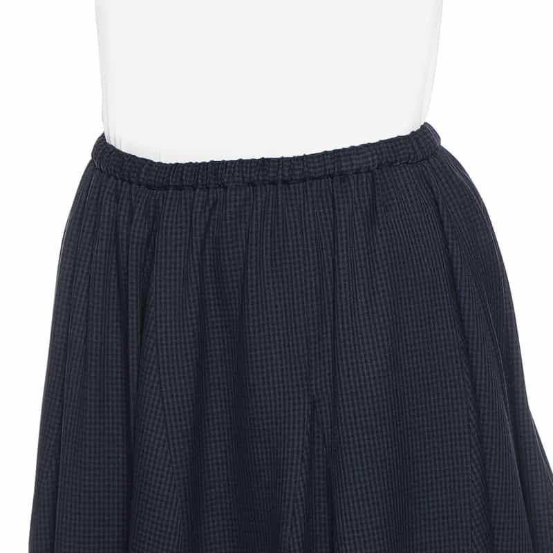 BARNEYS NEW YORK ウォッシャブル ギンガムチェック柄フレアミディスカート NAVY