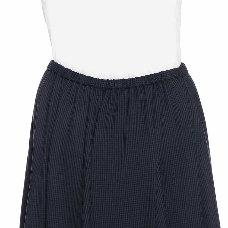 BARNEYS NEW YORK ウォッシャブル ギンガムチェック柄フレアミディスカート NAVY